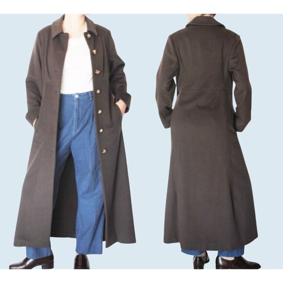 J MENDEL Paris Chocolate Brown Long Soft Full Button Coat Size S - Picture 1 of 6